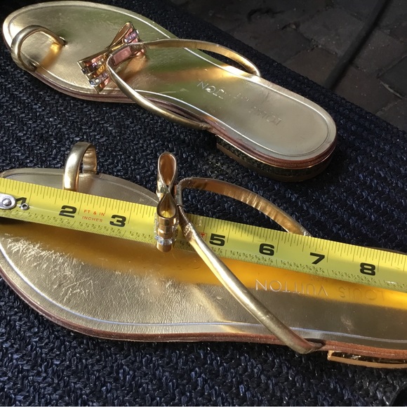 Louis Vuitton Gold Bow Sandals size 37 - Picture 7 of 15